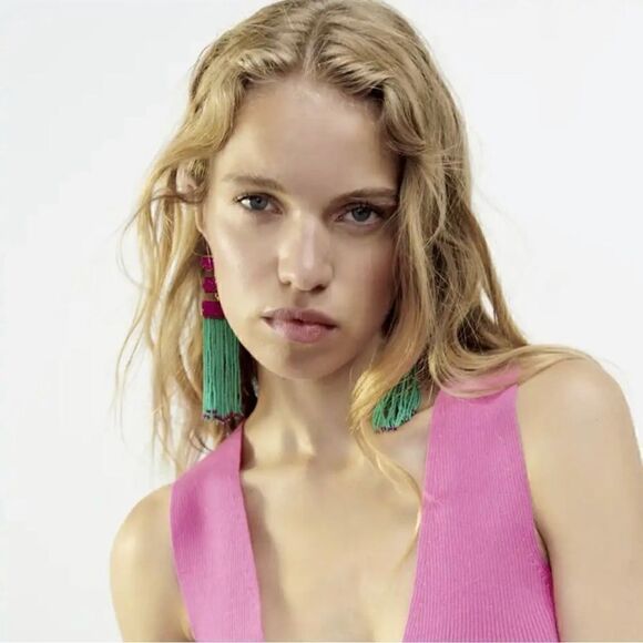 Beaded tassel drop earrings A127 - Picture 1 of 5